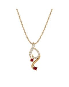 Abstract Gold Pendant with Ruby and Diamond Detailing