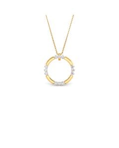 Circular Gold Pendant with Diamond Station Accents