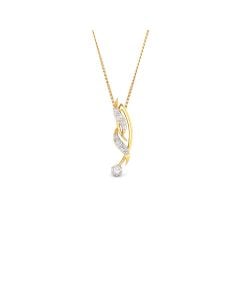 Elegant Diamond Pendant with Flowing Gold Leaf Design