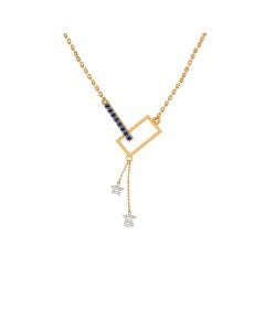 Geometric Gold Pendant with Diamond and Synthetic Sapphire Accents