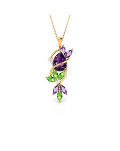Multicolor Gemstone Pendant with Vine-Inspired Design