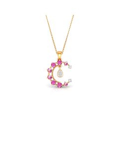 Crescent Moon Pendant with Sparkling Diamond Embellishments