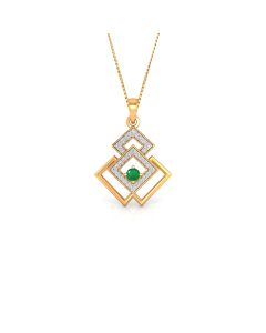 Diamond Studded Emerald Geometric Pendant