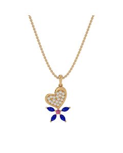 Diamond Heart Sapphire Pendant