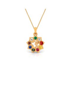 Om Navratna Pendant with Colorful Stones