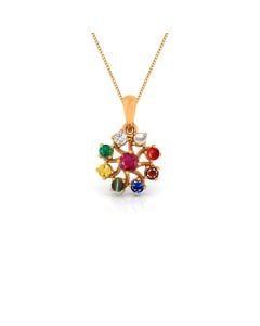 Multicolor Gemstone Floral Pendant