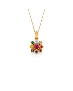 Square Shaped Gemstone and Ruby Pendant