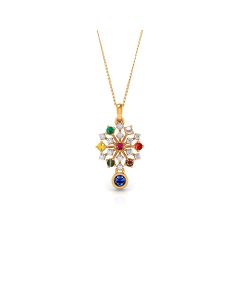 Navratna Gemstone Wheel Pendant