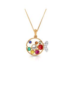 Abstract Gem Circle Necklace