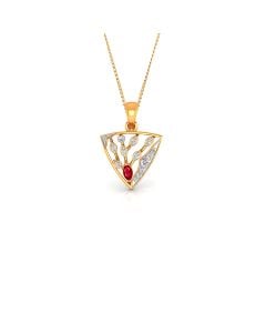 Ruby Triangle Diamond Pendant