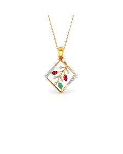 Geometric Botanical Diamond Pendant