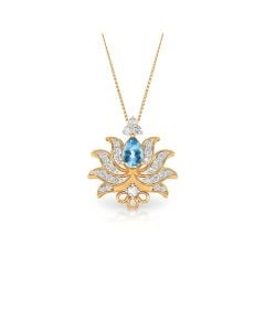 Aquamarine Lotus Diamond Pendant