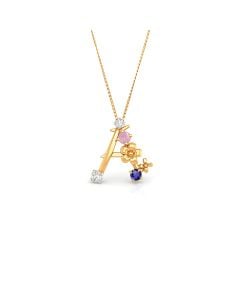 Letter 'A' Pendant with Diamond and Sapphire Accents