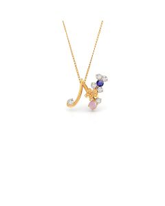 Letter 'J' Pendant with Diamond and Sapphire Accents