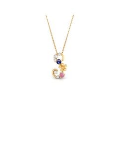 Letter 'S' Pendant with Diamond and Sapphire Accents