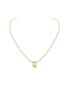 Round Gold Pendant with Diamond and Gold Bar Detailing