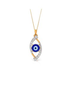 Curved Evil Eye Diamond Pendant