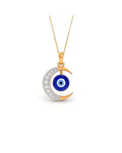 Crescent Moon Evil Eye Pendant