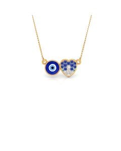 Heart and Evil Eye Pendant