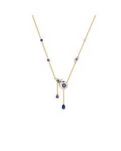 Contemporary Pendant Necklace with Diamond and Evil Eye