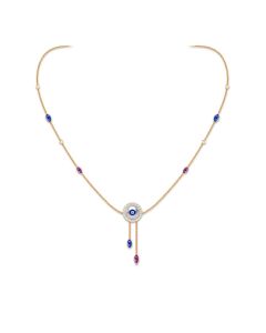 Evil Eye Pendant with Diamond and Sapphire Detailing