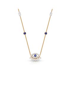 Evil Eye Pendant with Diamond and Blue Sapphire Accents