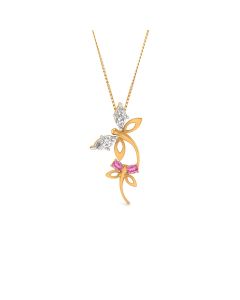Pink Topaz Butterfly Diamond Pendant
