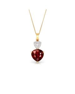 Red Garnet Heart Pendant with Diamond Accents