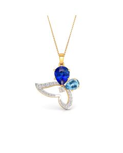 Tanzanite and Diamond Pendant with Leaf Motifs