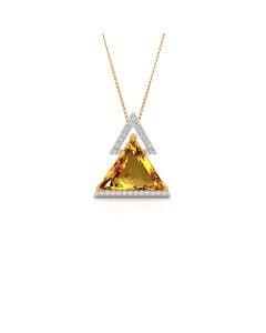 Triangular Citrine Pendant with Diamond Frame