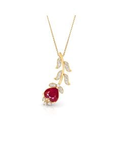 Ruby Rose Pendant with Diamond Leaf Detailing