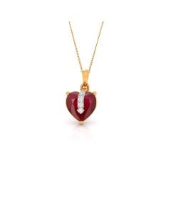 Heart-Shaped Ruby Pendant with Diamond Accent