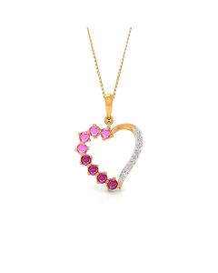 Heart Pendant with Gradient Pink Gemstone Design