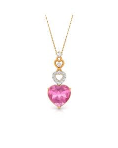 Double Heart Pendant with Pink and Diamond Accents