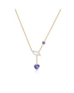 Amethyst Drop Pendant with Diamond Leaf Detail