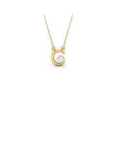 Crescent Diamond Pendant with Elegant Gold Chain