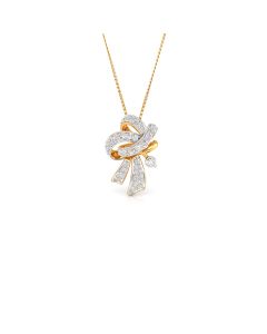 Ribbon-Shaped Pendant Adorned with Gleaming Diamonds