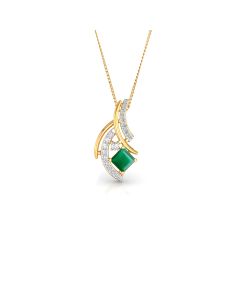 Leaf-Shaped Pendant with Emerald and Diamond Highlights