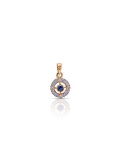 Blue Sapphire and Diamond Pendant with Halo Setting
