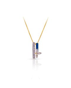 Modern Geometric Diamond Pendant with Blue Accent
