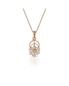 Open Circle Floral Diamond Pendant in Twin Ring Design