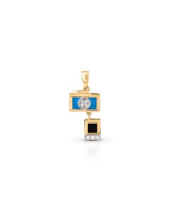 Retro Television Gold Pendant with Diamond Screen Accent