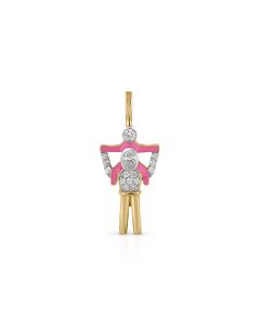 Parent-Child Diamond Pendant with Golden Piggyback Silhouette