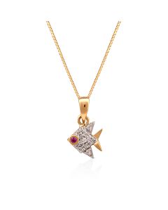 Ruby-Eyed Fish Diamond Pendant with Elegant Artistic Detailing