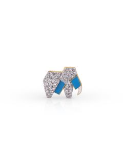 Blue Gem Elephant Gold Pendant with Diamond Spark