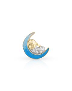 Crescent Moon Gold Pendant with Sleeping Baby Diamond Charm