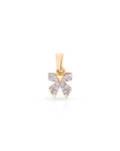 Bow Tie Gold Pendant with Diamond Elegance