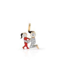 Happy Parents Gold Pendant with Diamond Smile Touch