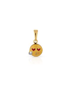 Kiss Emoji Gold Pendant with Diamond Smile