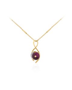 Diamond pendant with ruby accent for divine Navratri elegance